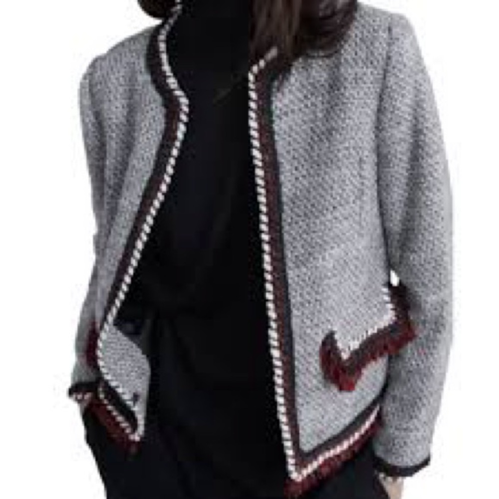 Zara Black and White Tweed Jacket | Size XL - Picture 9 of 9